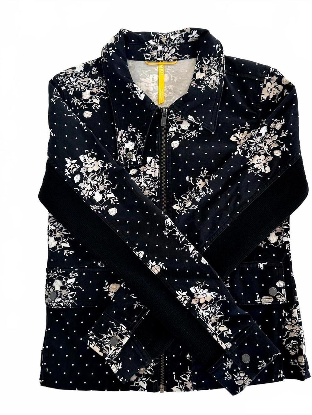 Lole Women's Utility Jacquet Black Floral Pattern Jacket - Size 4